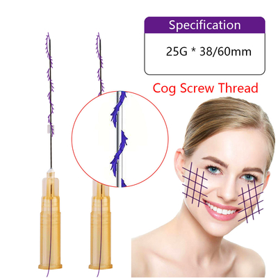25G 60mm Sharp Needle  Cog Screw Lifting Pdo Mini Cog Screw Thread Eyebrow Lift