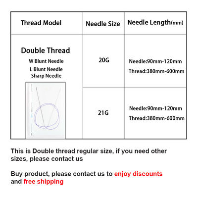 PDO Double Needle COG face Lift Thread 20G 210mm Eyebrow Lift Absorbable sutures