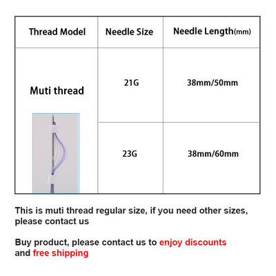 Muti thread pdo thread face fill absorbable surgical suture 21g 38mm