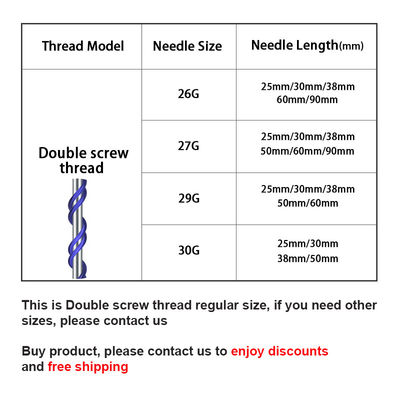 Double screw pdo thread 29g 60mm face lifting absorbable sutures treatment for skin tightening