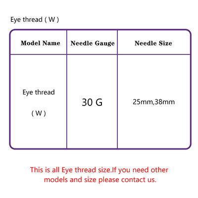 PLLA eye Thread 30G 25mm W-type Blunt Cannula Minimal Pain and Trauma