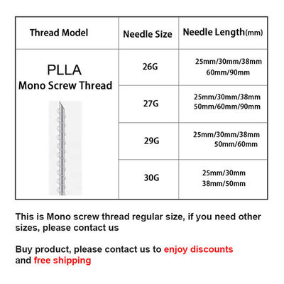 Mono Screw PLLA Thread Long-Lasting Absorbable Body Face Lifting Collagen Line