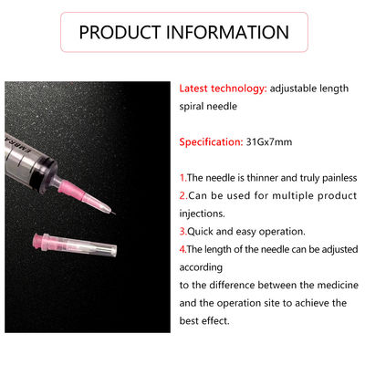 CE certification Sharp needle Painless adjustable 32G 0-7MM Hyaluronic acid syringe