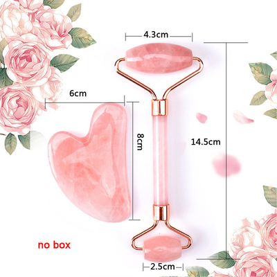 Facial Massage Natural Jade Roller Double Head Silent Roller Skin Care Guasha Board Beauty Massager Set
