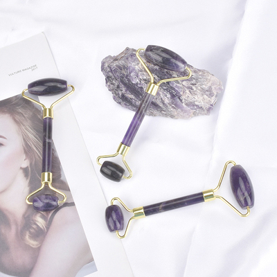 Facial Massage Natural Jade Roller Double Head Silent Roller Skin Care Guasha Board Beauty Massager Set