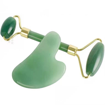 Facial Massage Natural Jade Roller Double Head Silent Roller Skin Care Guasha Board Beauty Massager Set