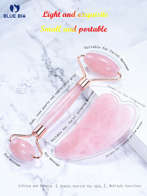 Facial Massage Natural Jade Roller Double Head Silent Roller Skin Care Guasha Board Beauty Massager Set